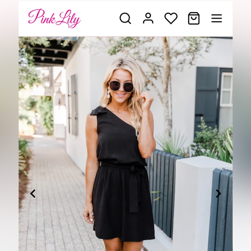 Pink Lily black one-shoulder dress